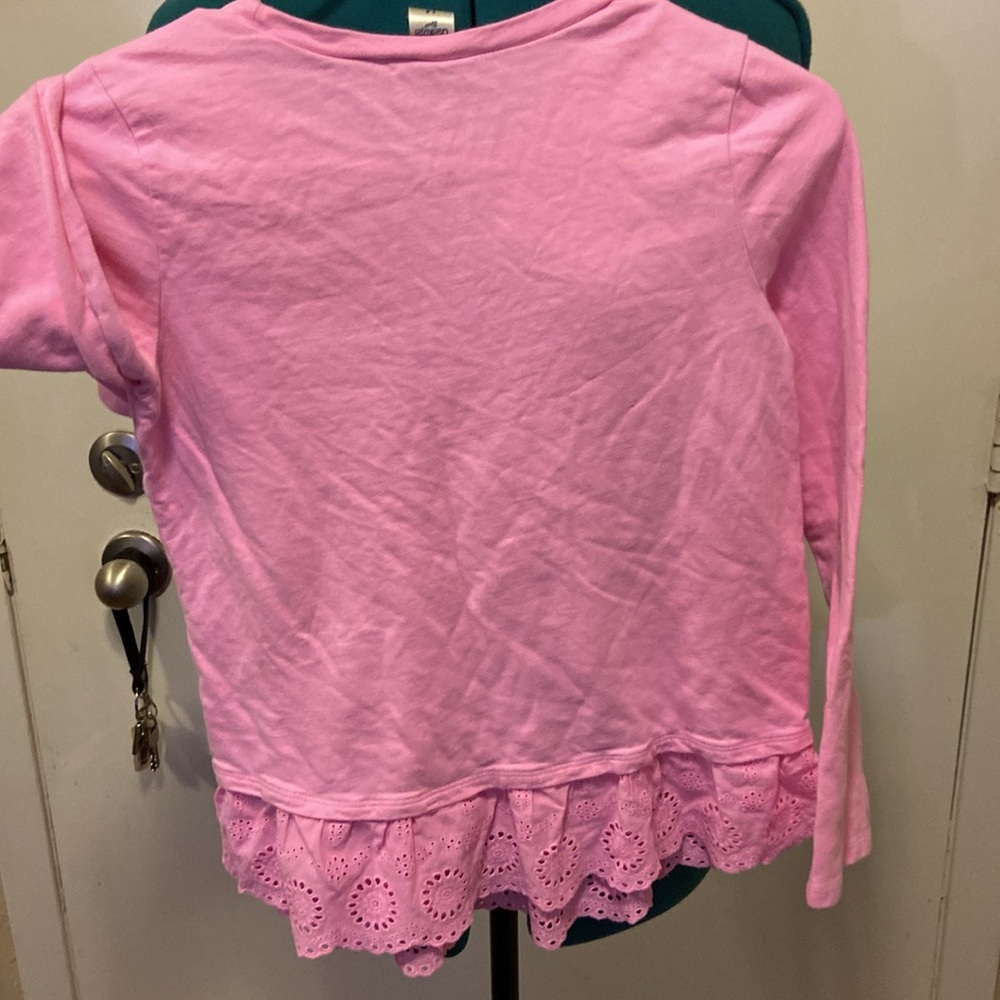 Kids OSHKOSH B’Gosh French Pink Top long sleeve w/Eyelet lace around Bottom 14 - Picture 6 of 7